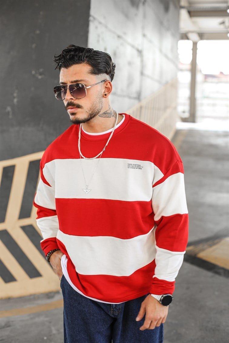 Çizgili Oversize Sweatshirt