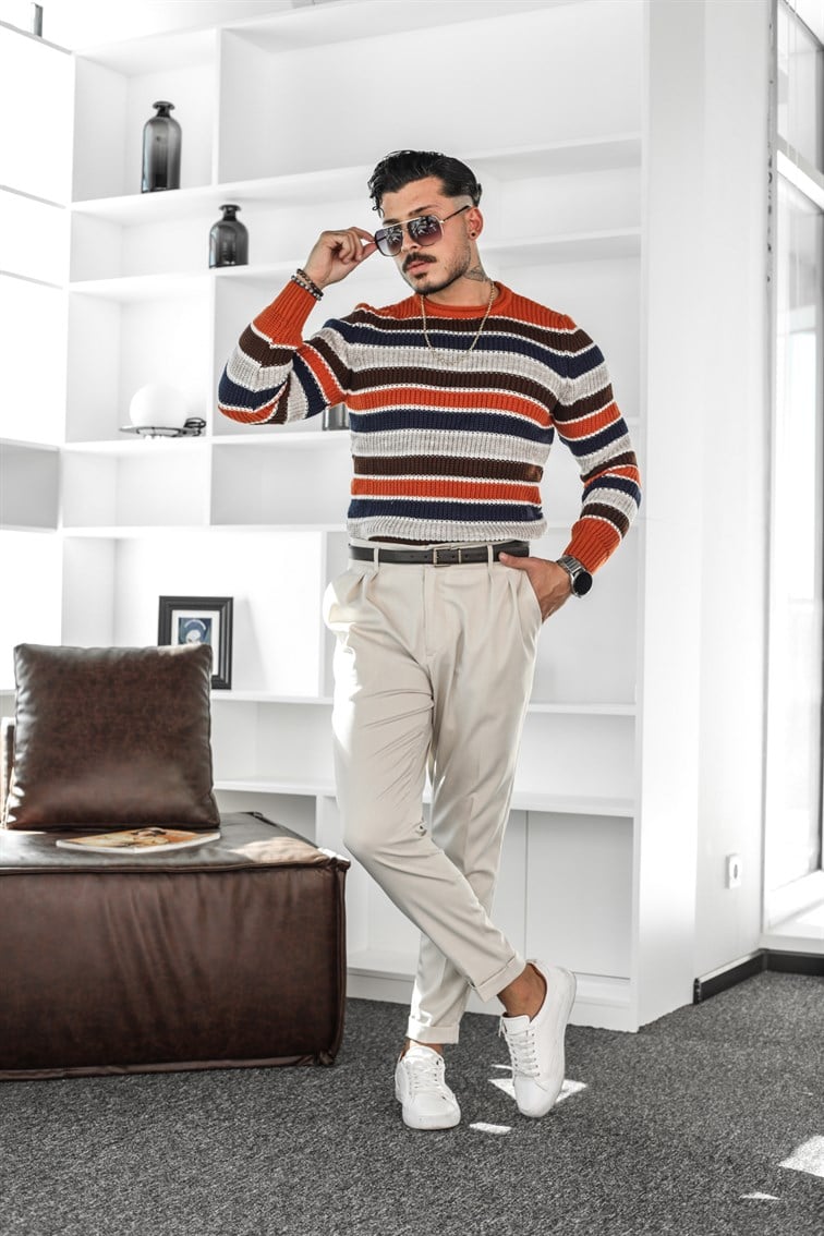 Çok Renkli Örme Oversize Kazak