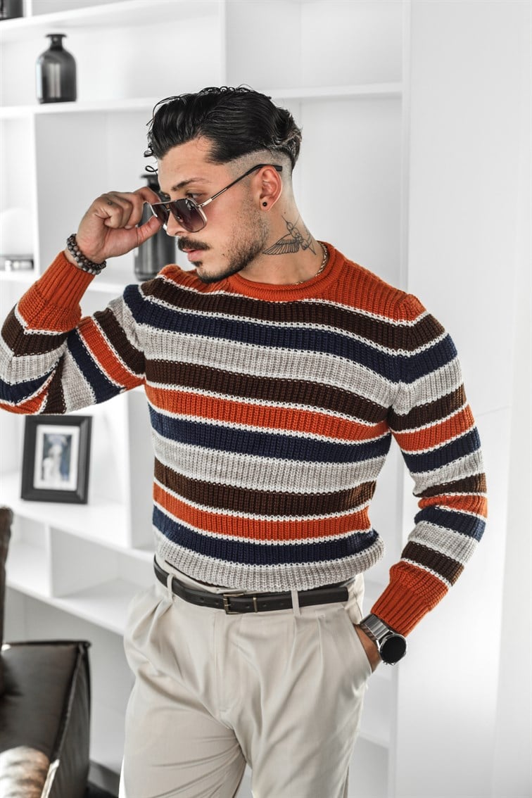 Çok Renkli Örme Oversize Kazak