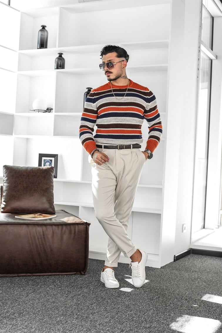Çok Renkli Örme Oversize Kazak