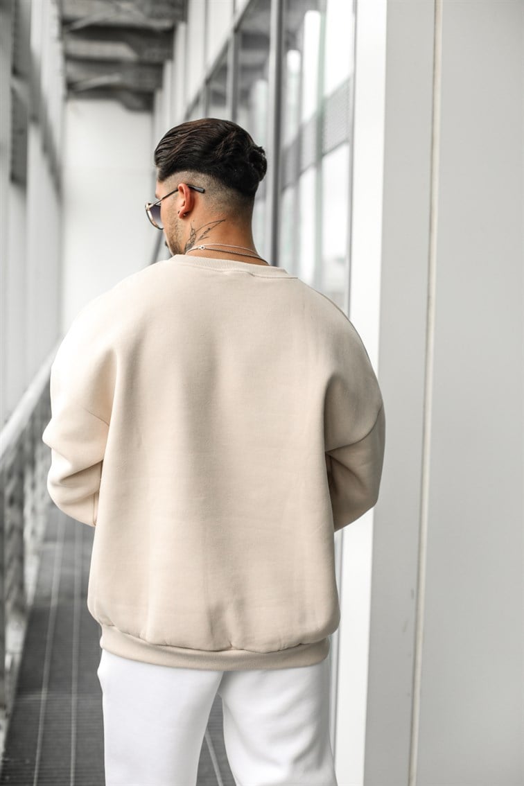 Collar Basıc Oversize Sweatshirt