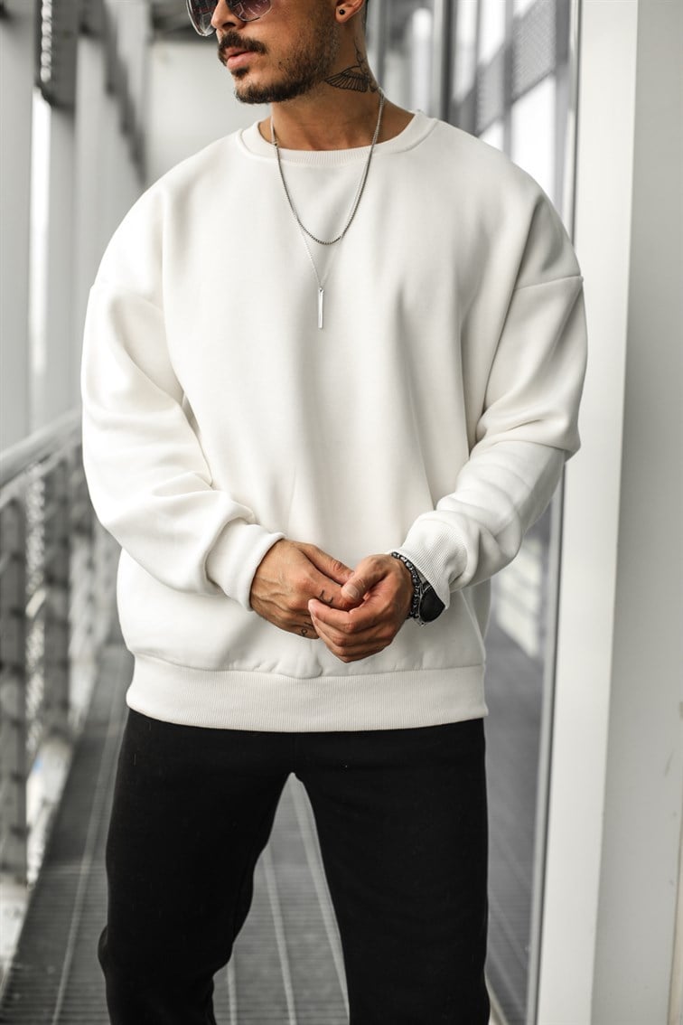 Collar Basıc Oversize Sweatshirt