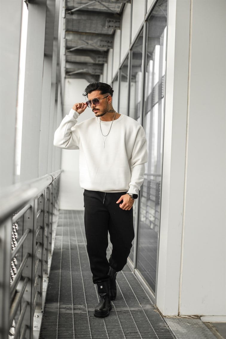 Collar Basıc Oversize Sweatshirt