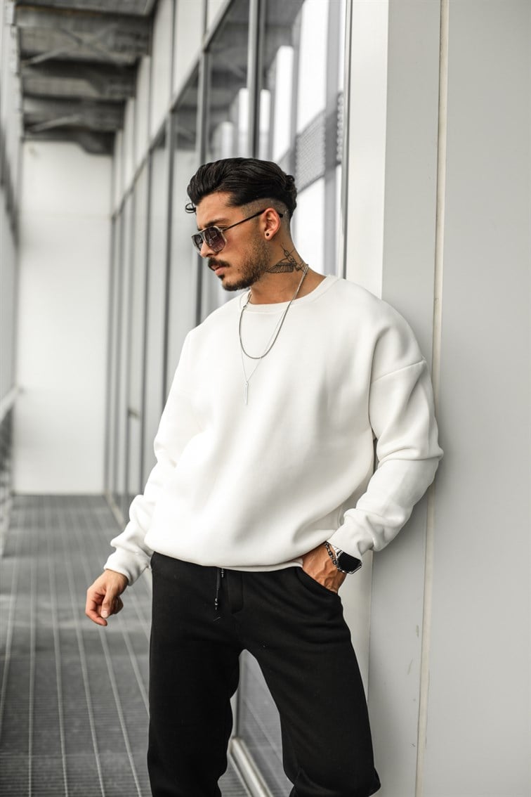 Collar Basıc Oversize Sweatshirt