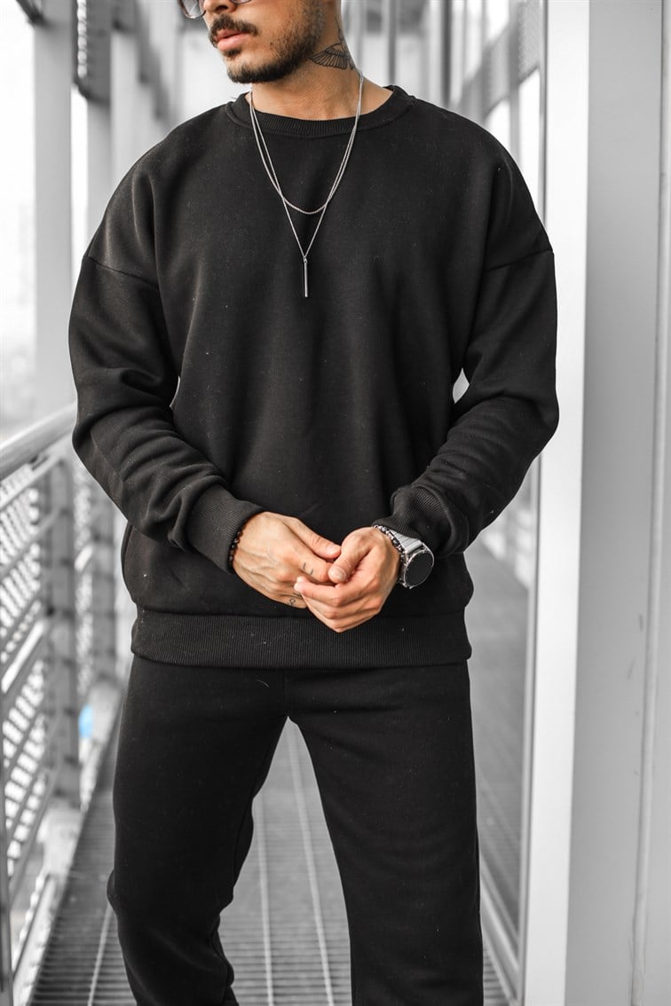 Collar Basıc Oversize Sweatshirt
