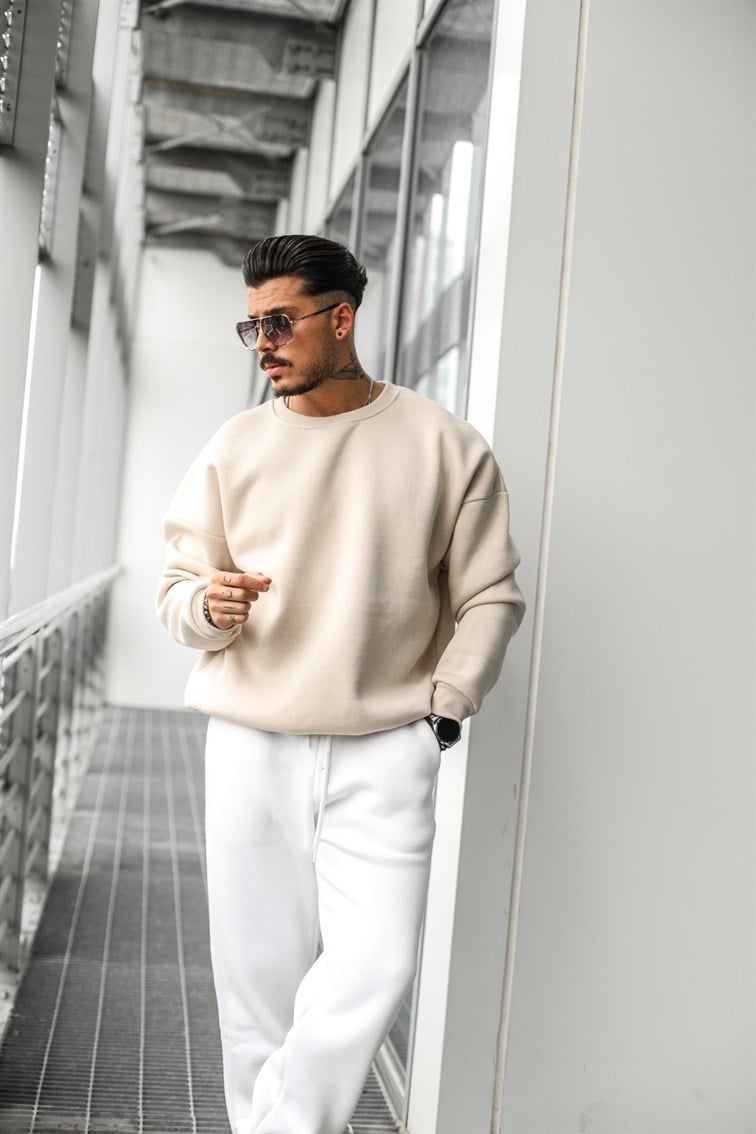 Collar Basıc Oversize Sweatshirt