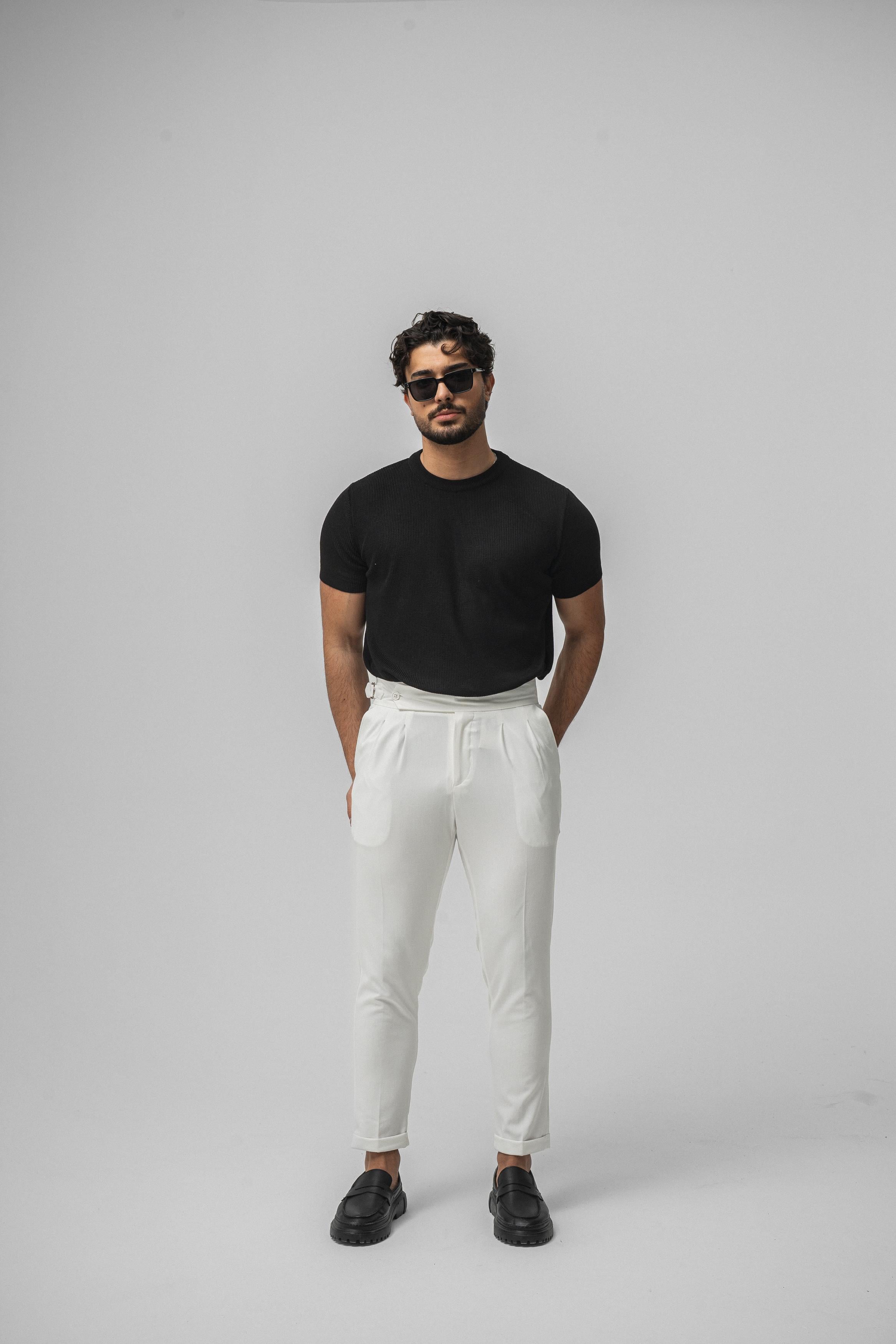 Dar Kalıp Örme T-Shirt Siyah