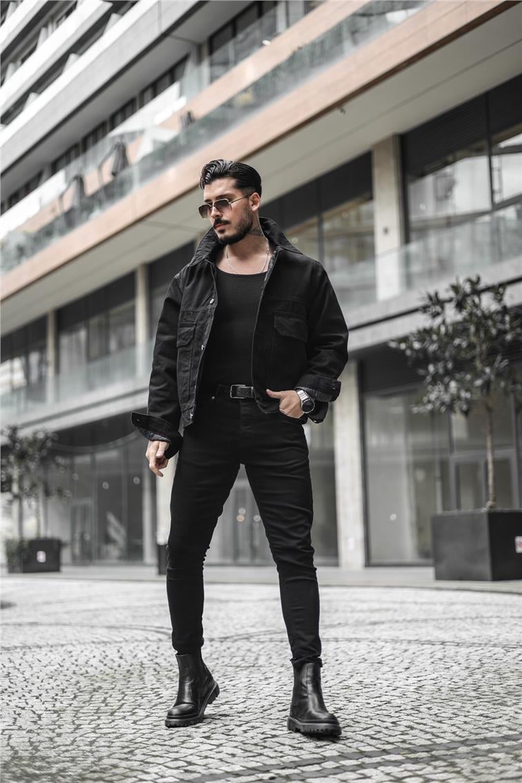 Denim Kolej Ceket/Mont Siyah
