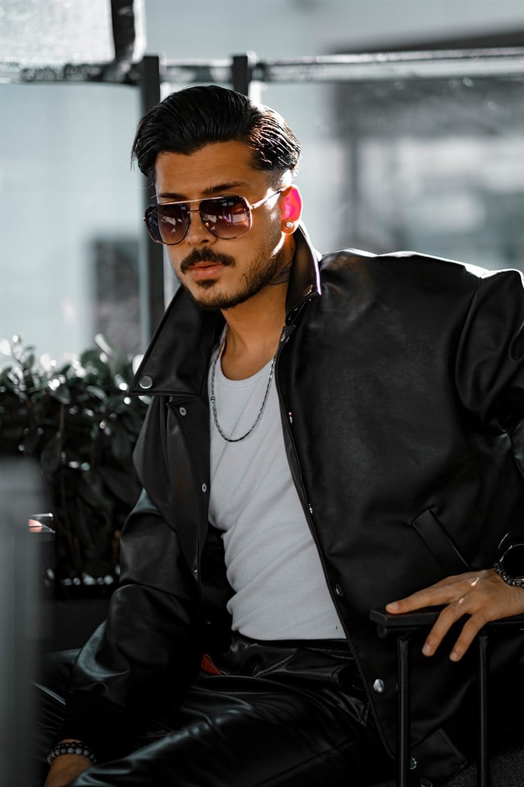 Deri Basıc Yaka Oversize Ceket