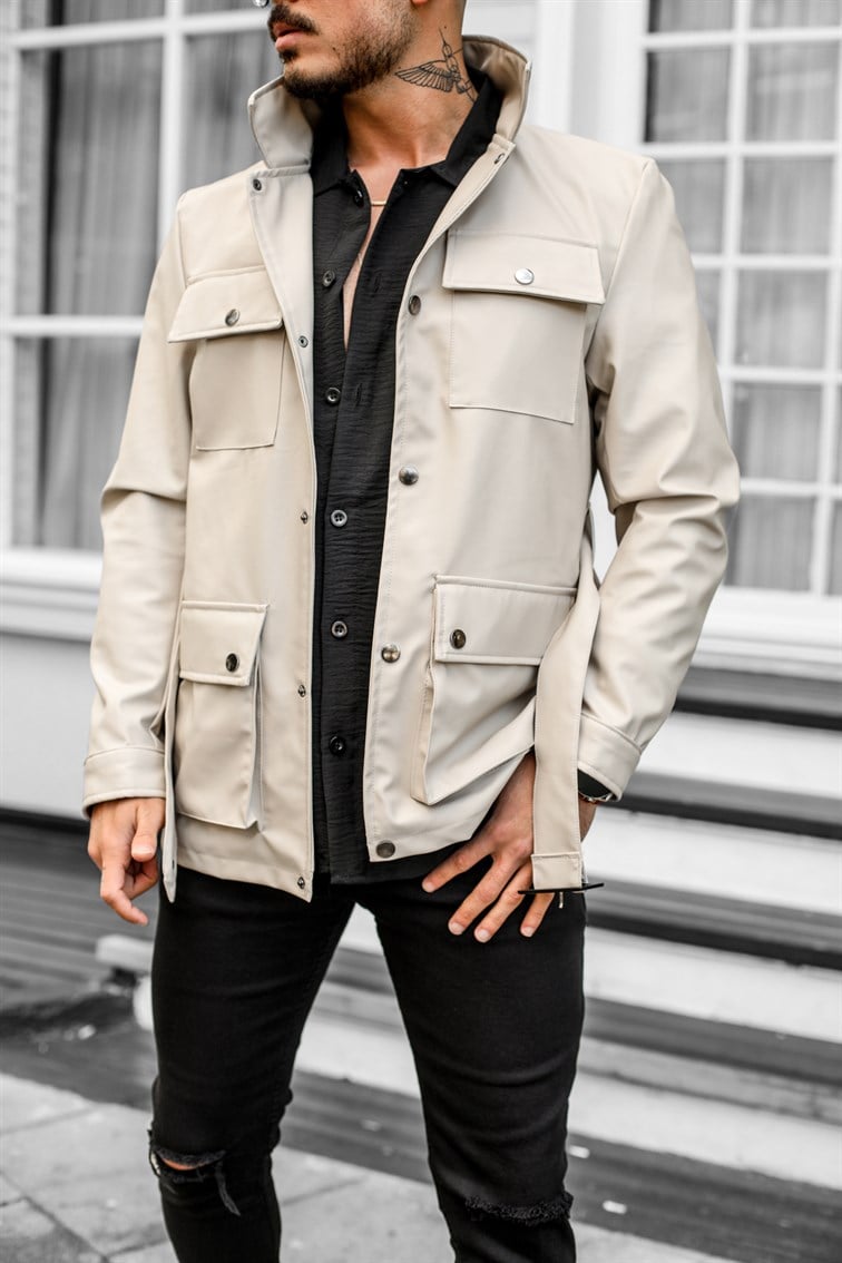 Deri Oversize Kemerli Ceket