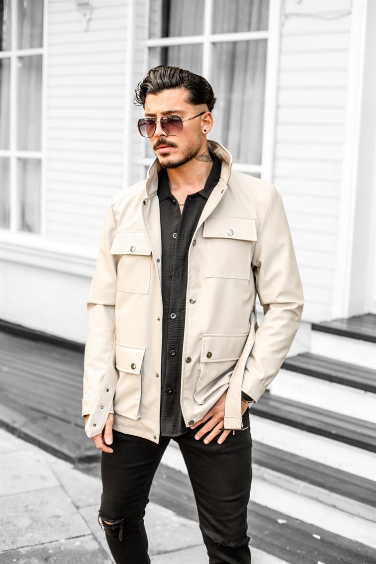 Deri Oversize Kemerli Ceket