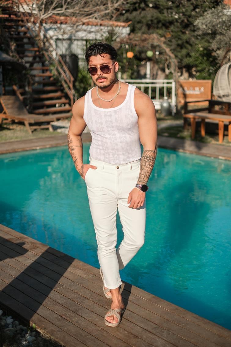 Desenli Basic Atlet Beyaz