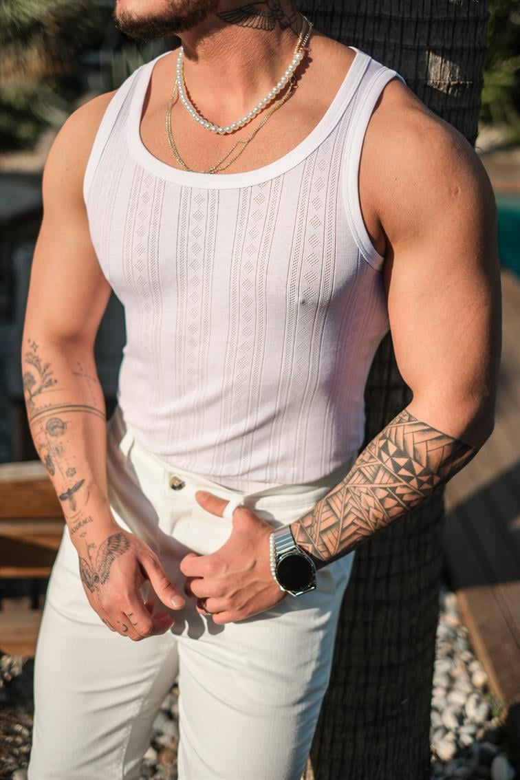 Desenli Basic Atlet Beyaz