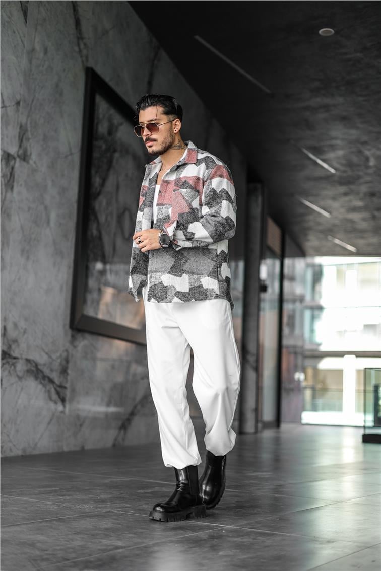 Desenli Oversize Oduncu Gömlek Kırmızı