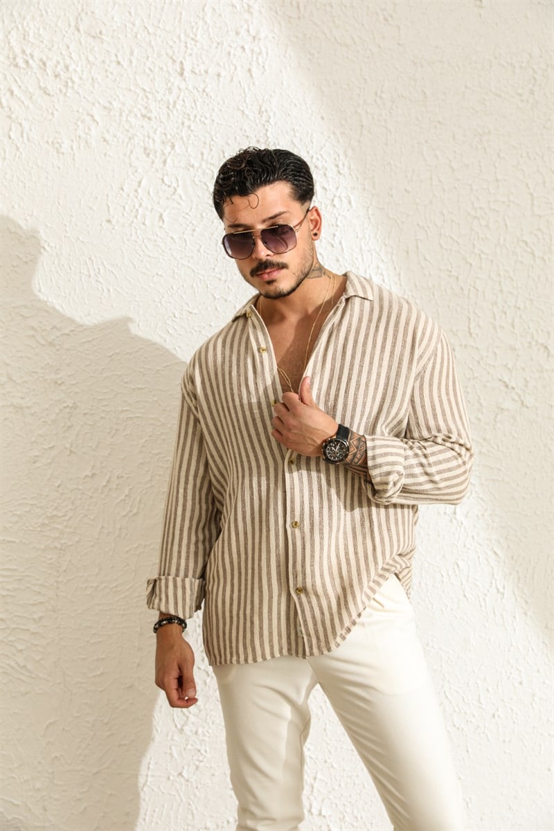 Dik Çizgili Oversize Gömlek