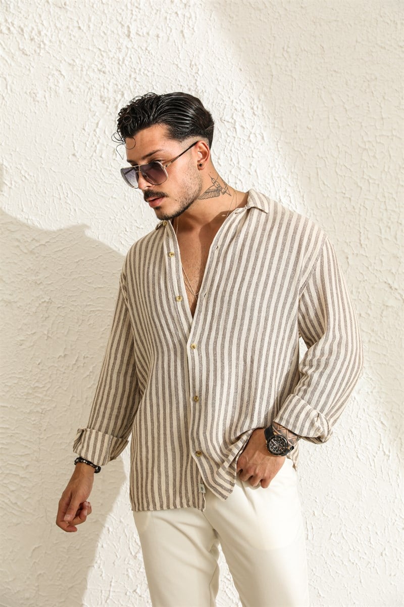 Dik Çizgili Oversize Gömlek