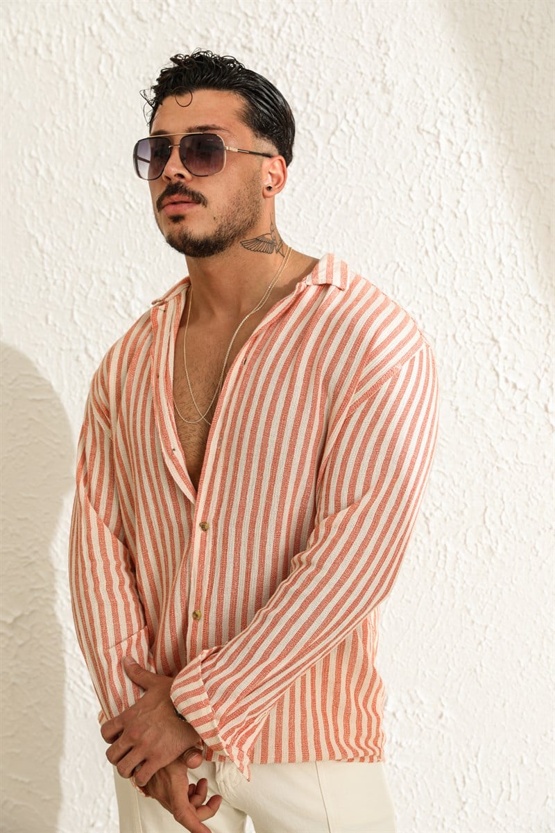 Dik Çizgili Oversize Gömlek