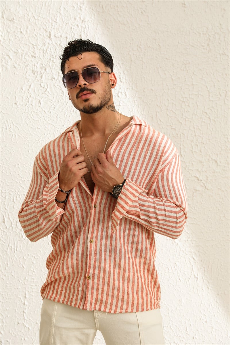 Dik Çizgili Oversize Gömlek