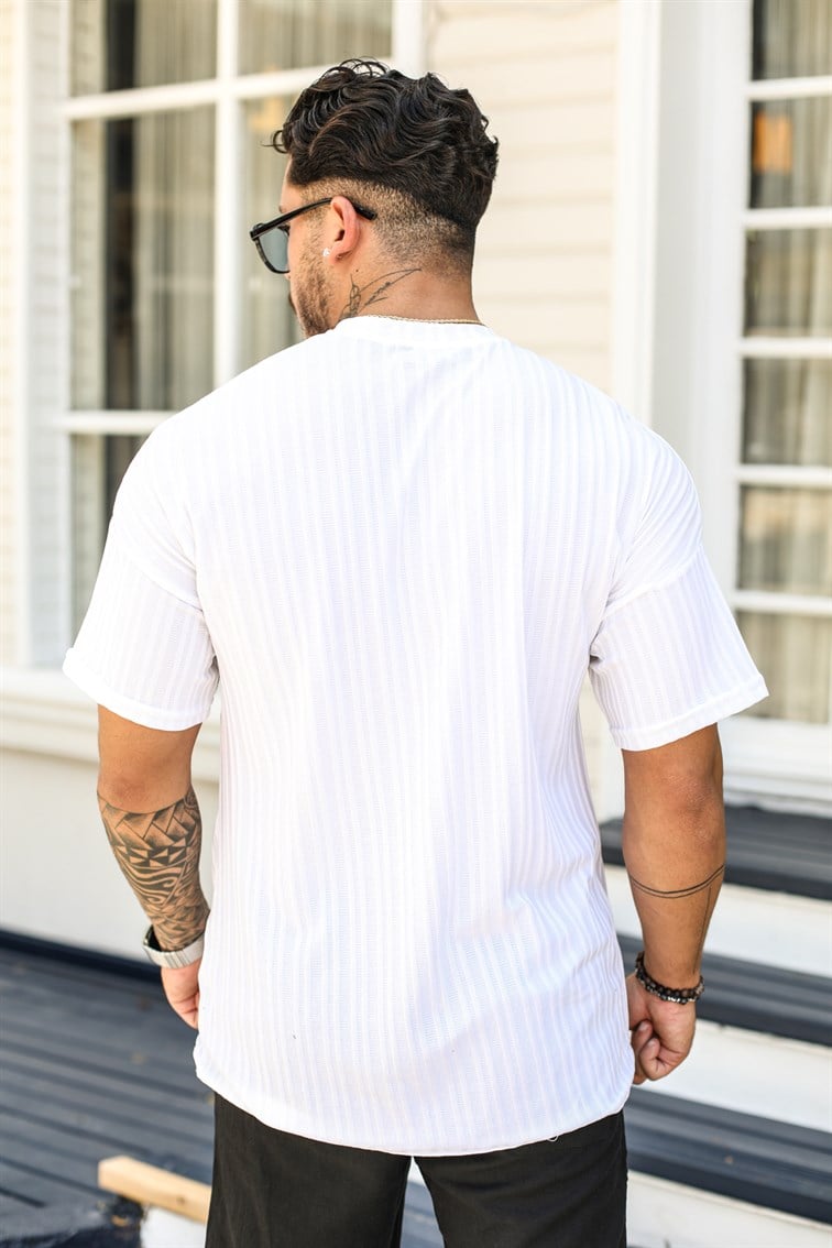 Dik Çizgili Oversize T-Shirt