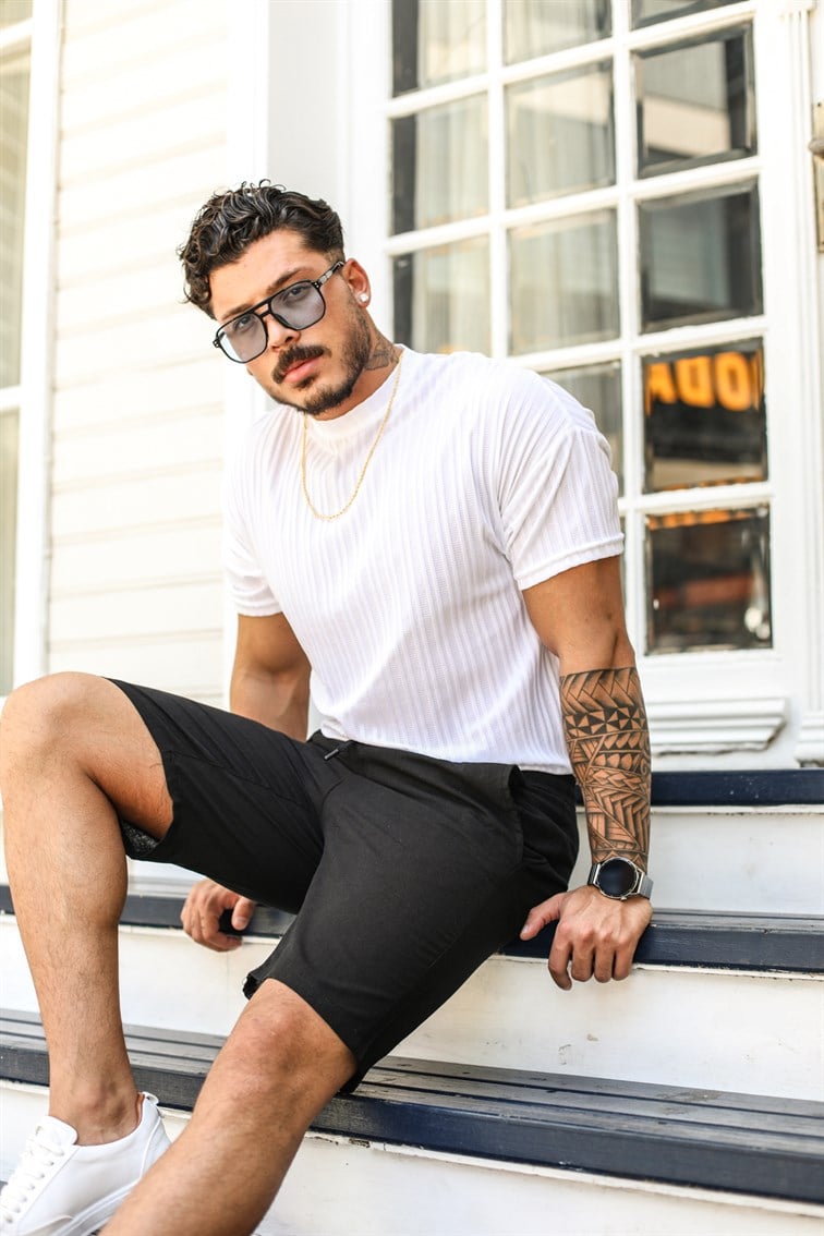 Dik Çizgili Oversize T-Shirt