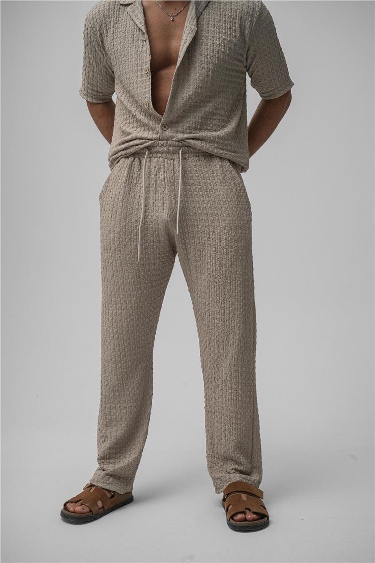 Dokulu Kumaş Baggy Pant. Gri