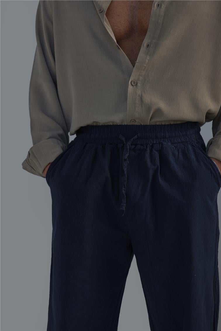 Dökümlü Baggy Pant. Lacivert