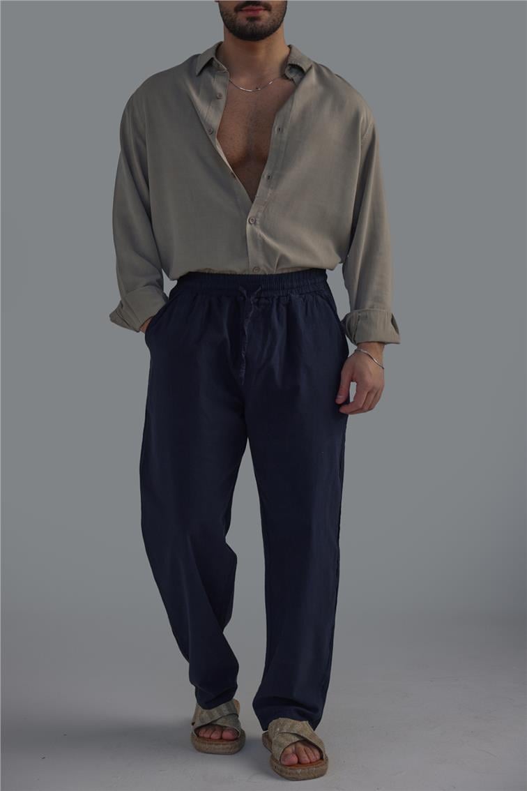 Dökümlü Baggy Pant. Lacivert