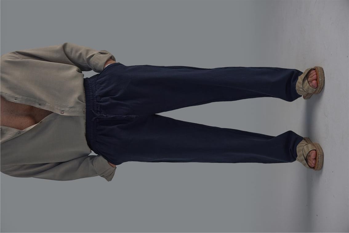 Dökümlü Baggy Pant. Lacivert