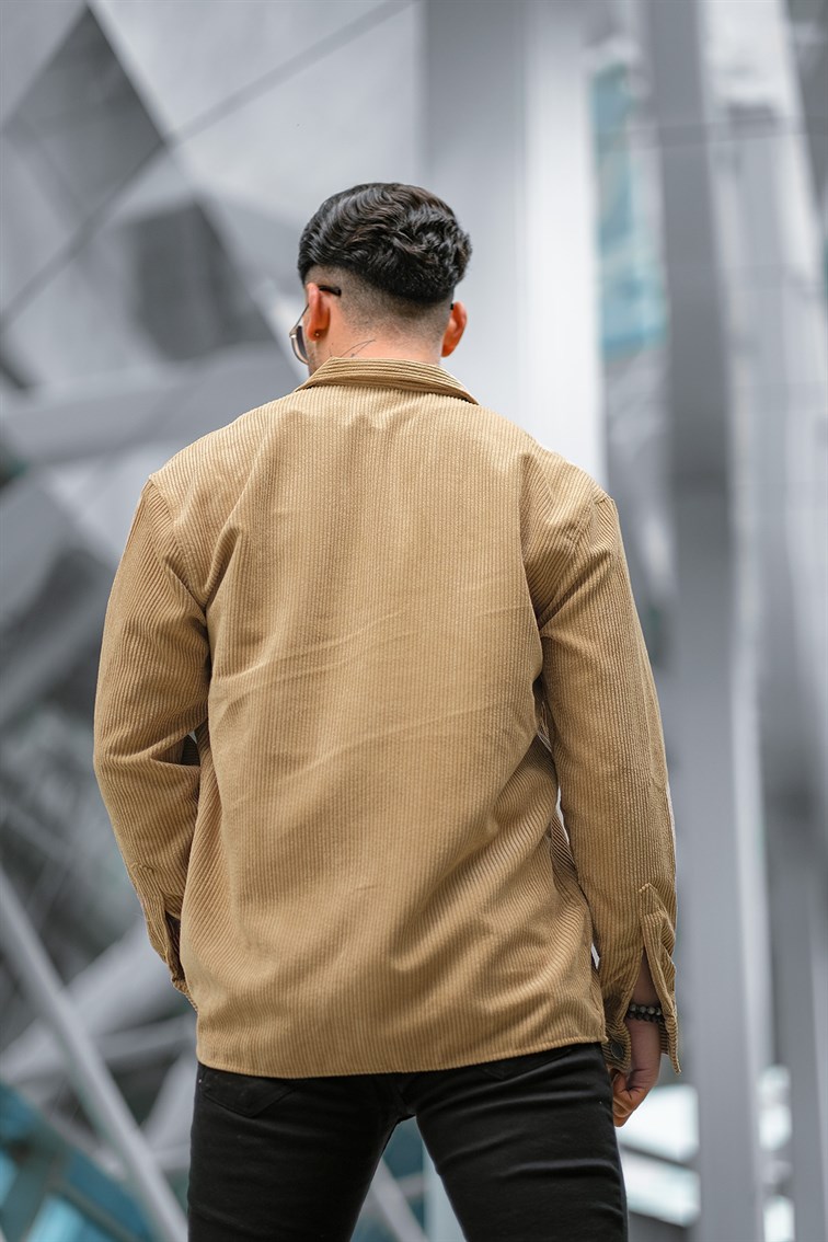 Double Pocket Oversize Kadife Gömlek