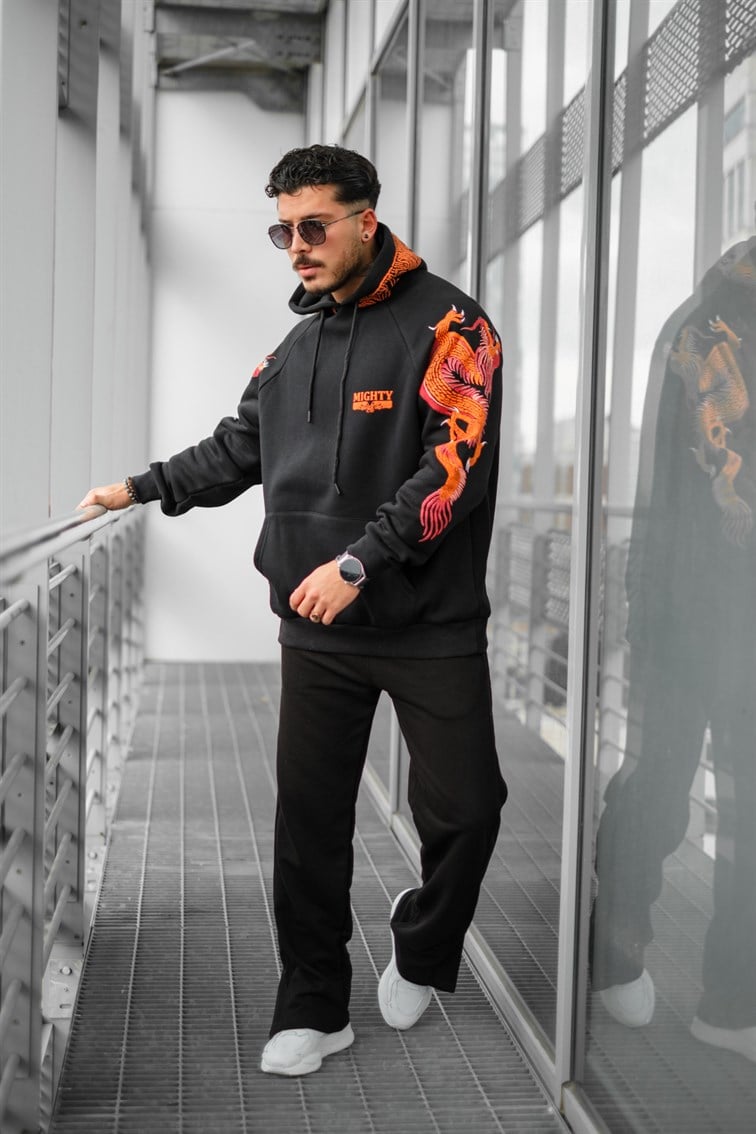 Dragon Baskılı Unisex Oversize Sweatshirt