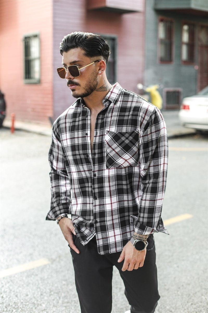 Ekose Desen İnce Oversize Gömlek