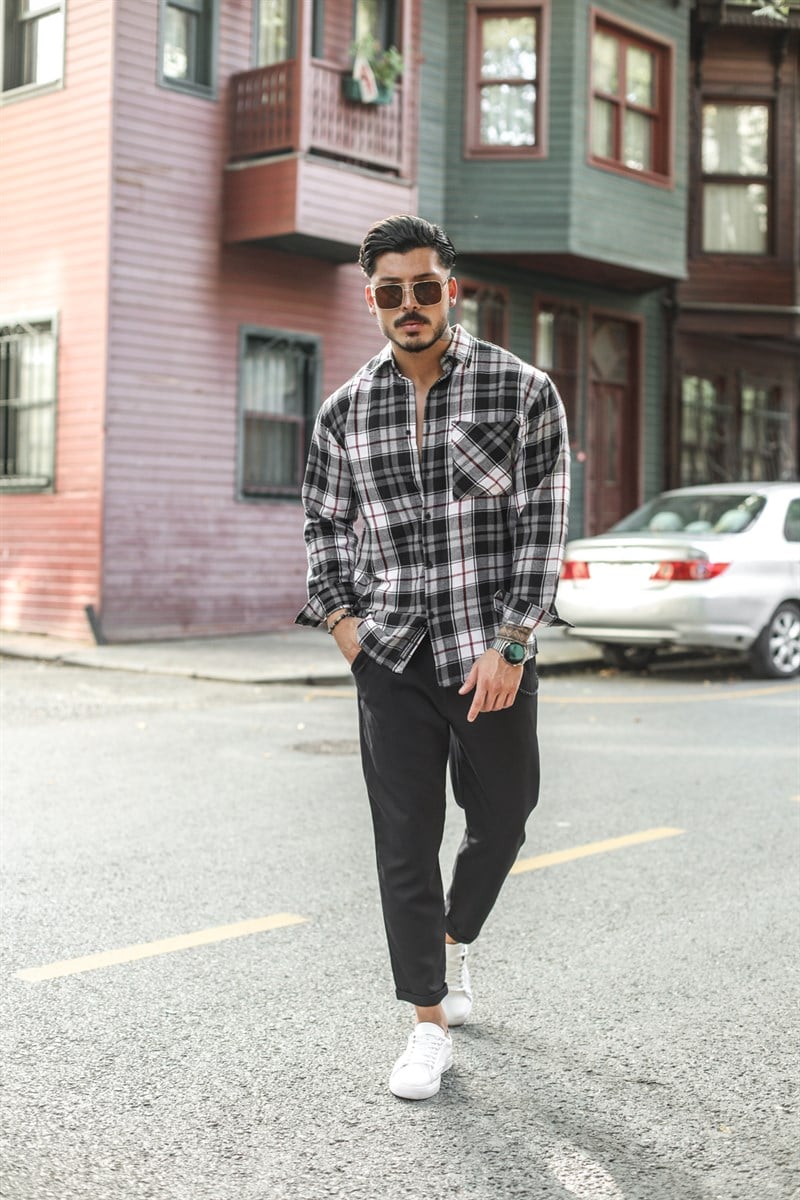 Ekose Desen İnce Oversize Gömlek