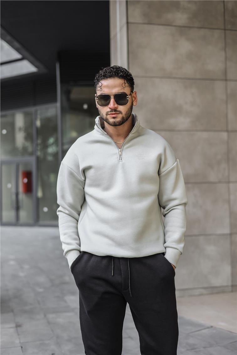Exclusıve Found Yazılı Oversize Sweatshirt Gri