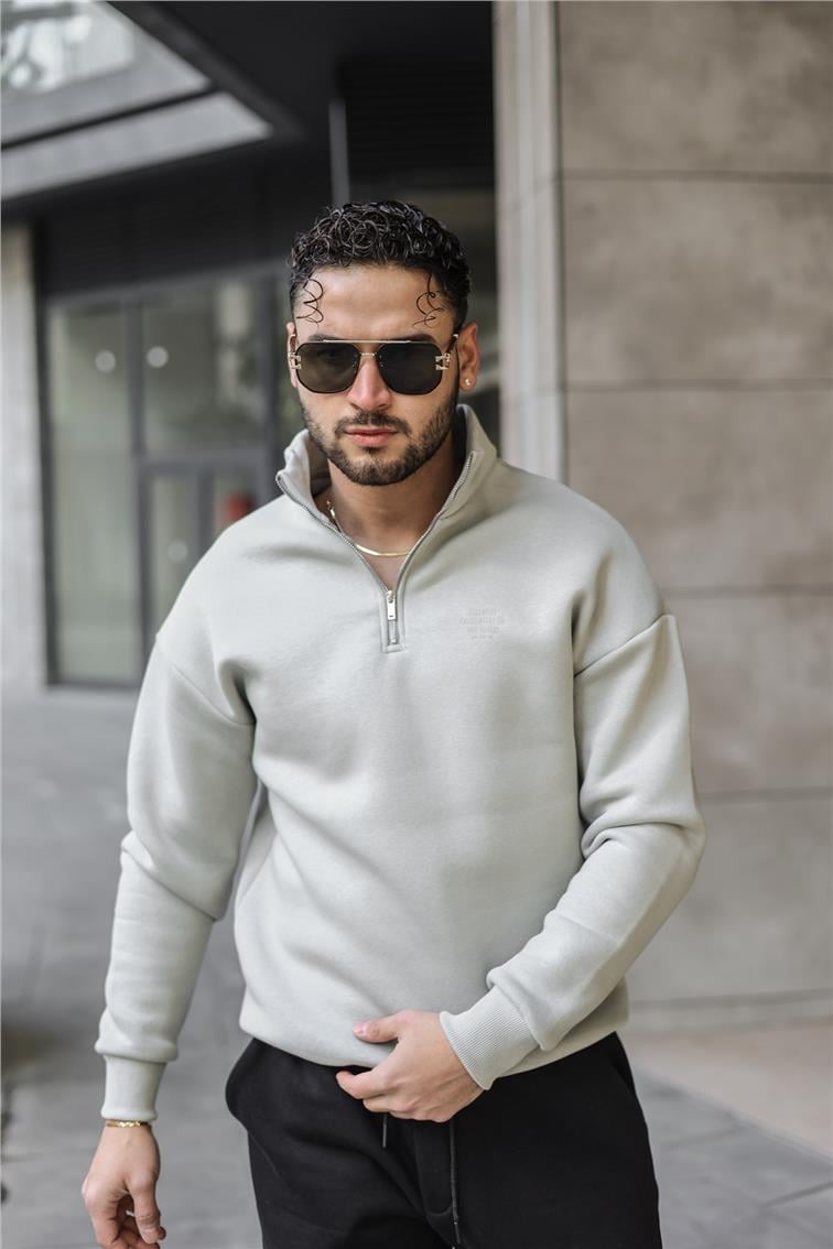 Exclusıve Found Yazılı Oversize Sweatshirt Gri