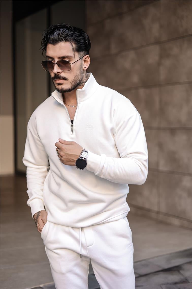 Exclusıve Found Yazılı Oversize Sweatshirt Beyaz