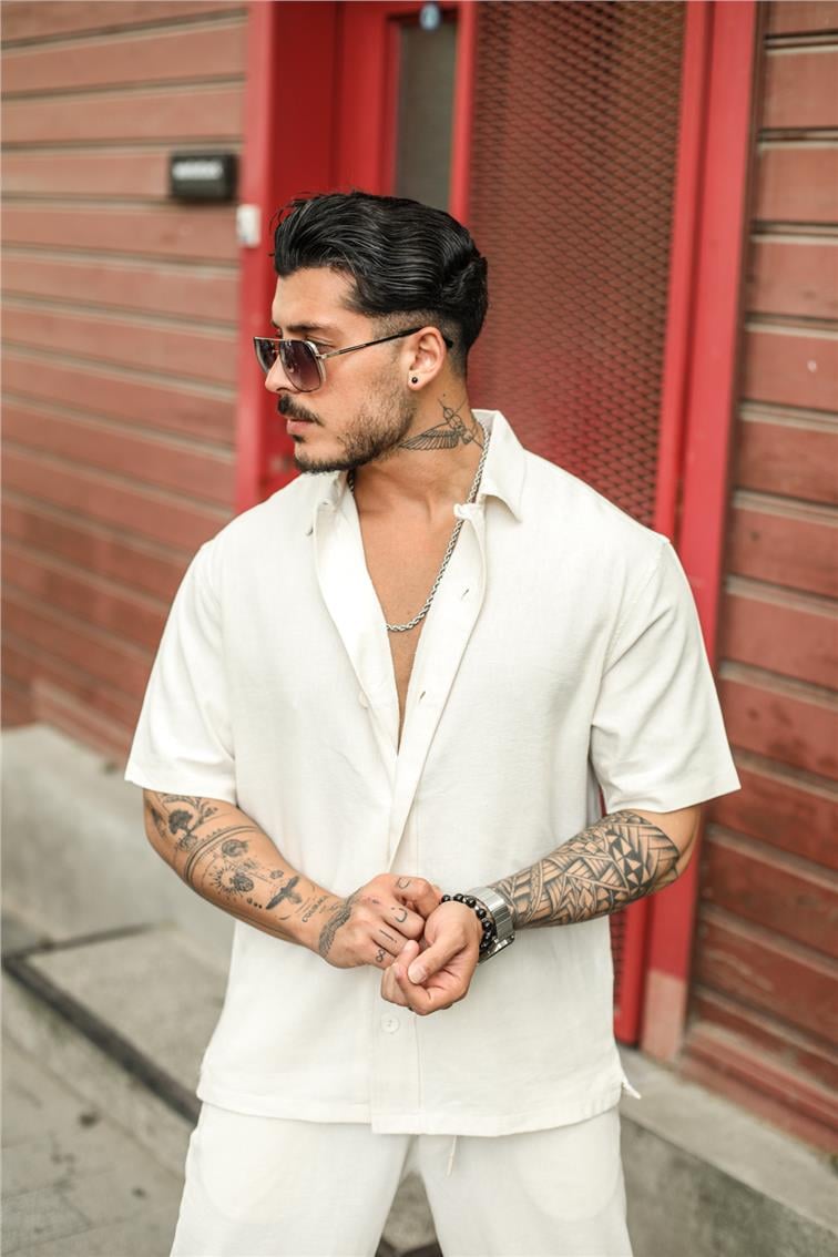 Fakir Kol Basic Oversize Gömlek Ekru