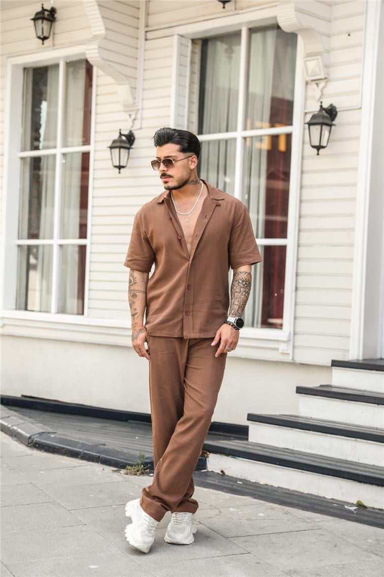 Fakir Kol Basic Oversize Gömlek Kahve