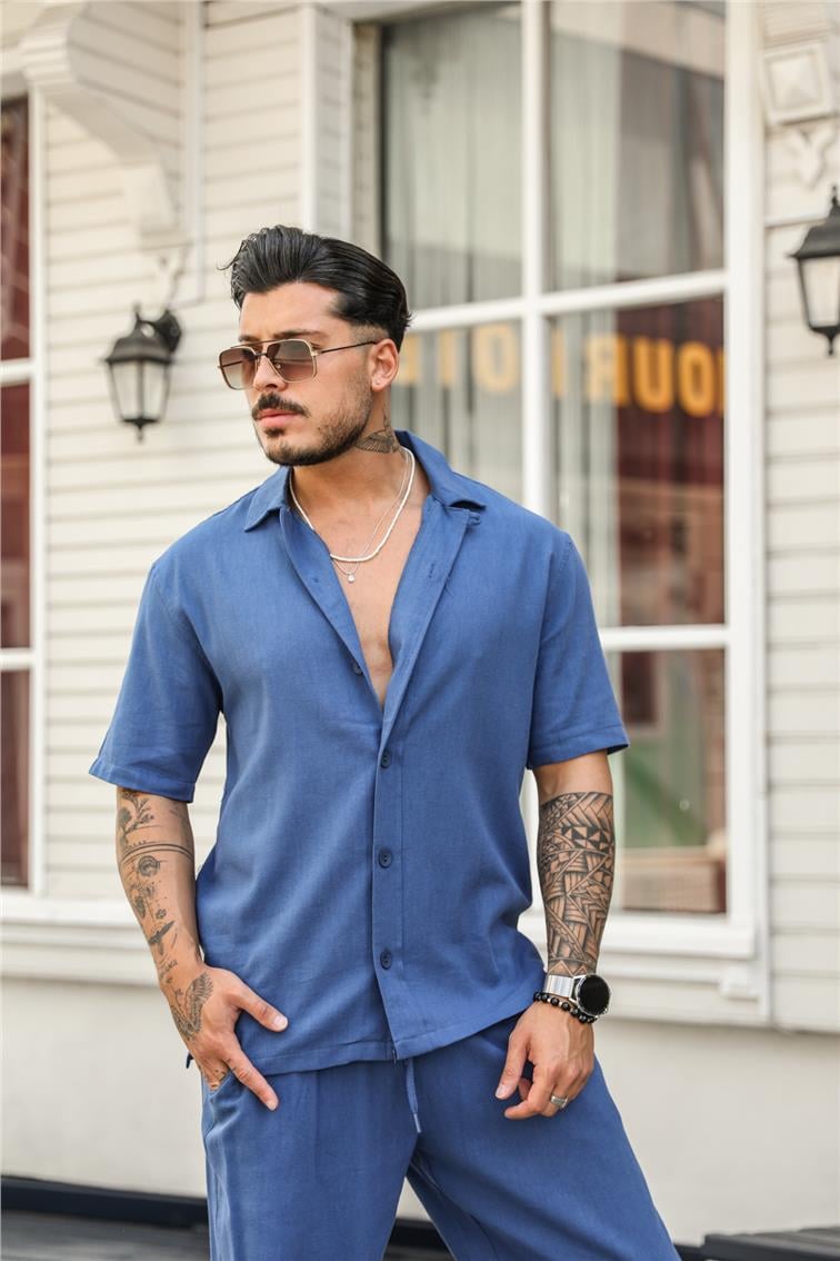 Fakir Kol Basic Oversize Gömlek Lacivert