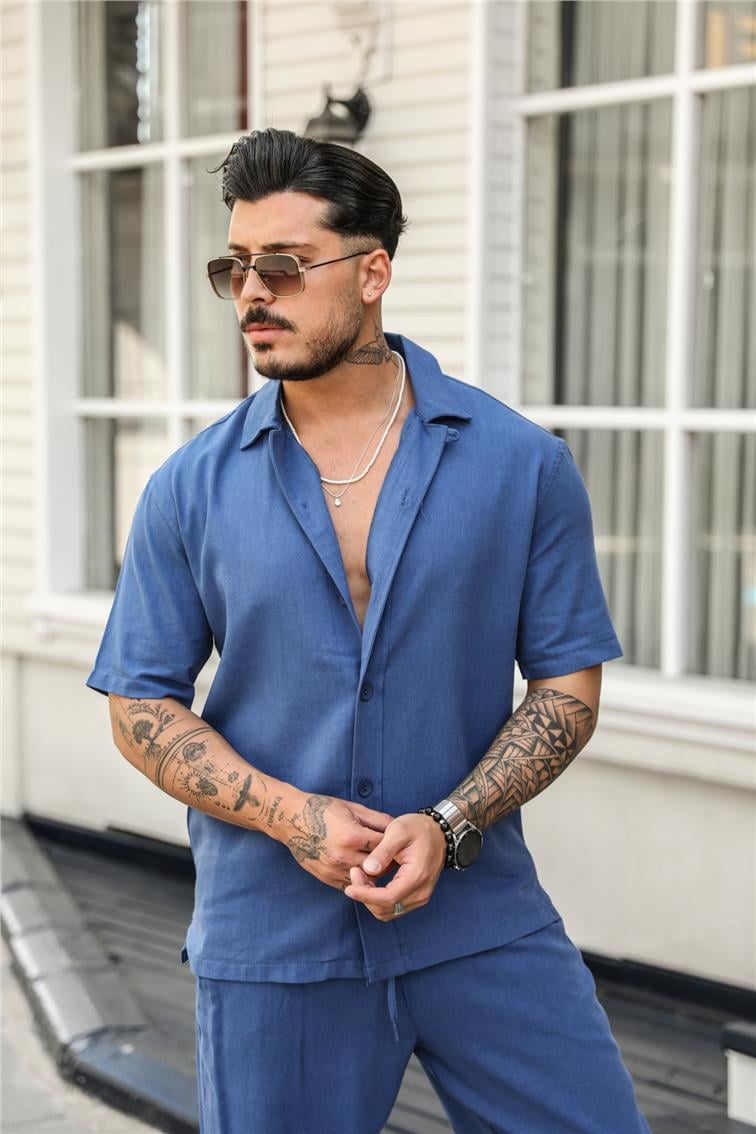 Fakir Kol Basic Oversize Gömlek Lacivert