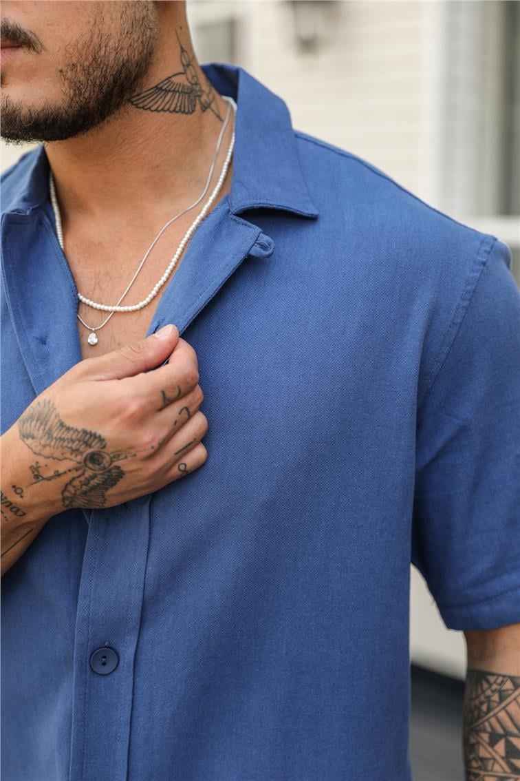 Fakir Kol Basic Oversize Gömlek Lacivert