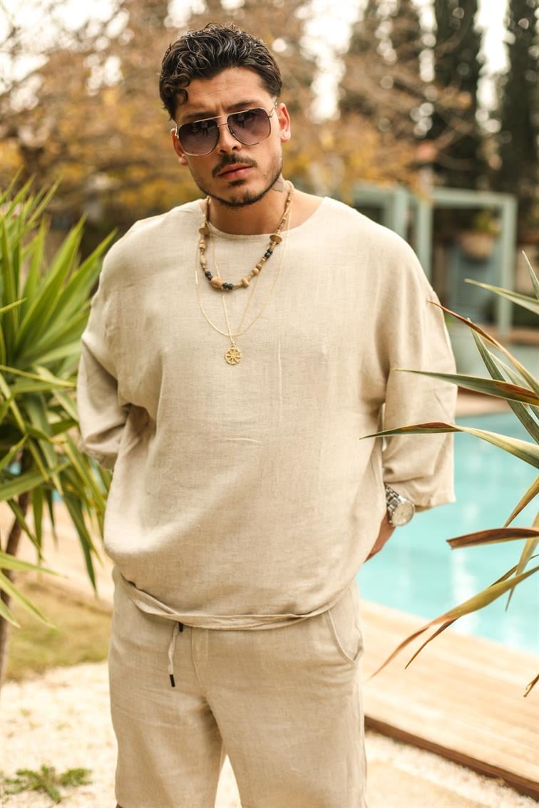 Fakir Kol Oversize T-shirt Bej