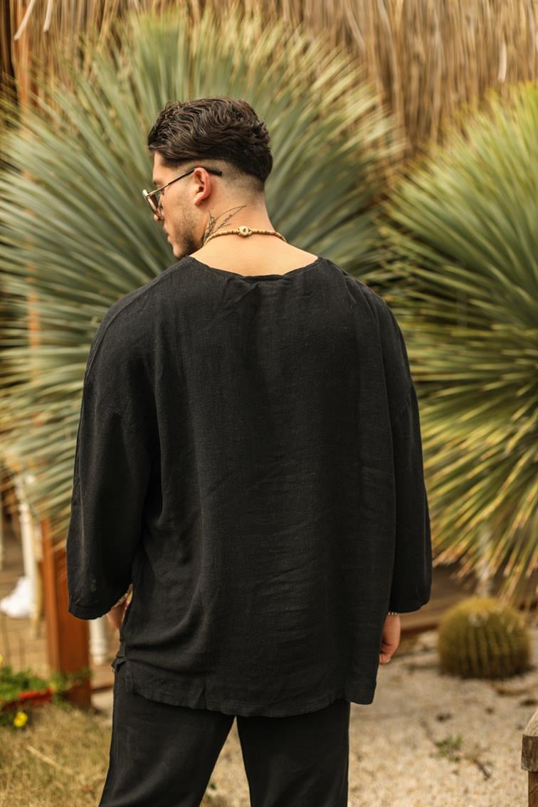 Fakir Kol Oversize T-shirt Siyah