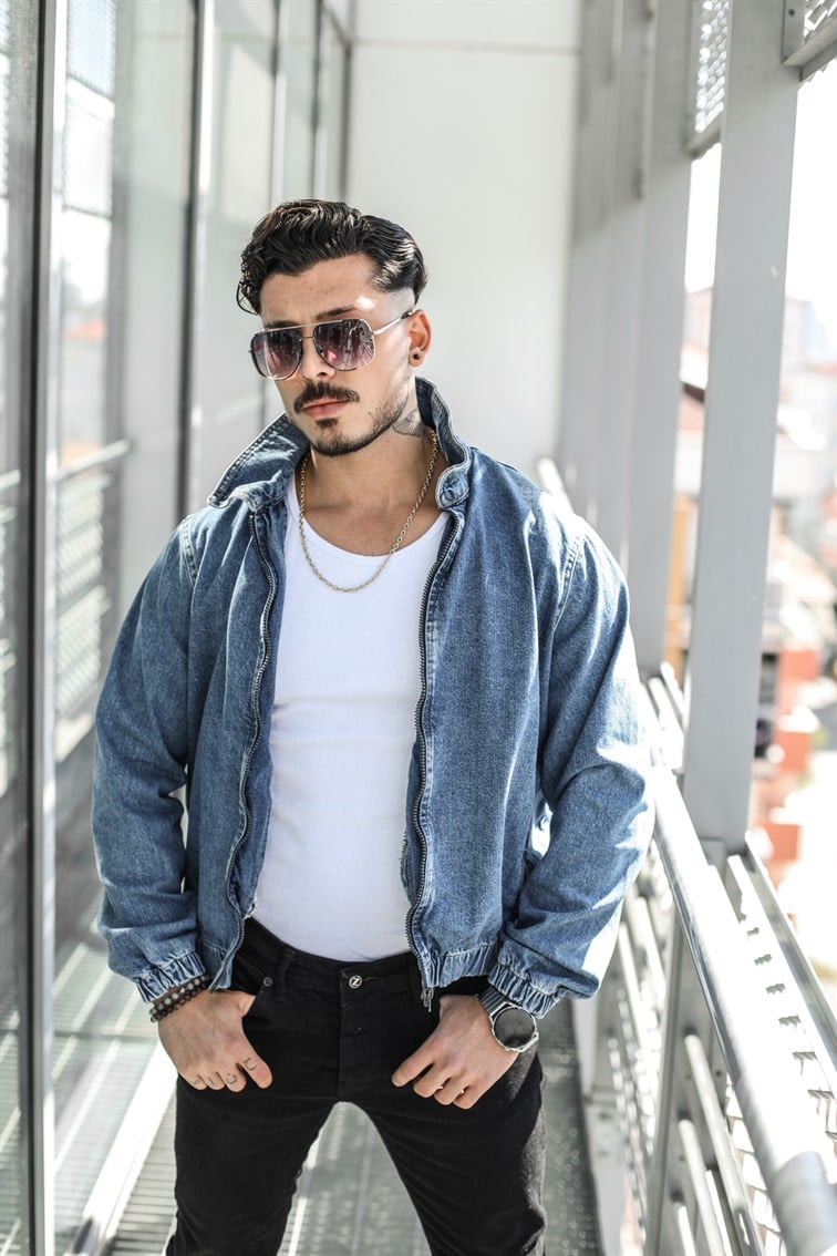 Fermuarlı Oversize Denim Ceket