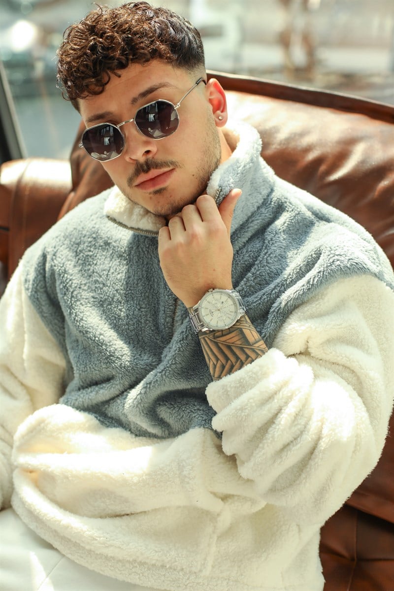 Fermuarlı Peluş Sweatshirt