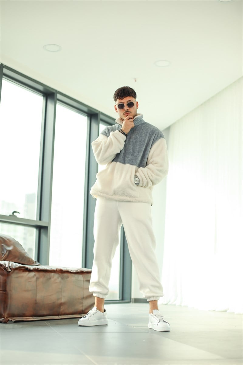 Fermuarlı Peluş Sweatshirt