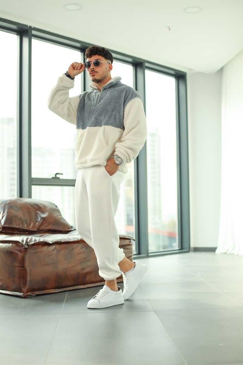 Fermuarlı Peluş Sweatshirt