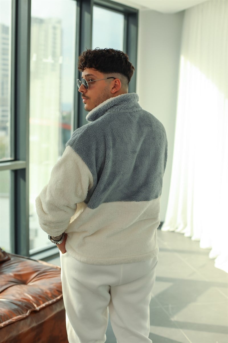 Fermuarlı Peluş Sweatshirt