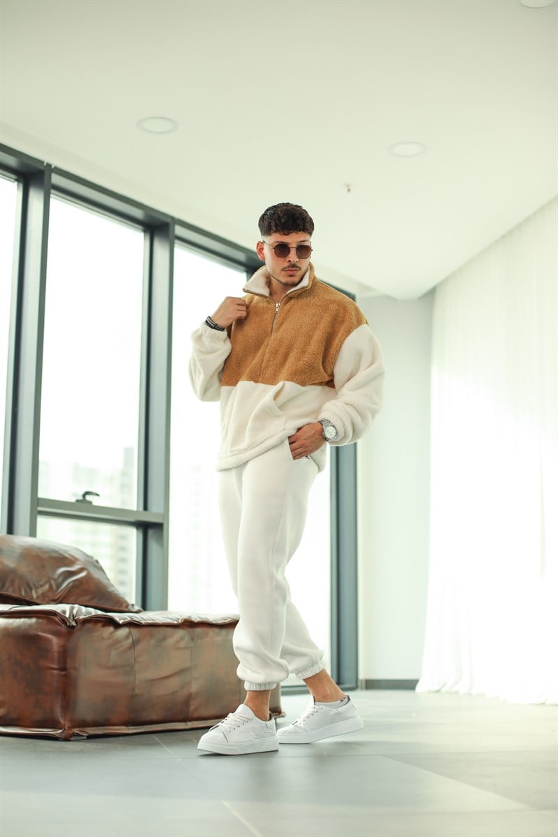 Fermuarlı Peluş Sweatshirt