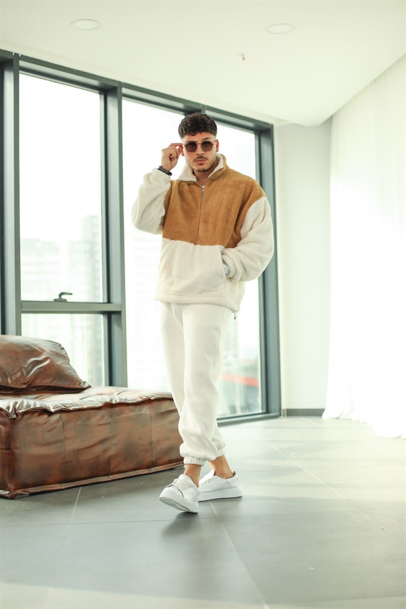 Fermuarlı Peluş Sweatshirt