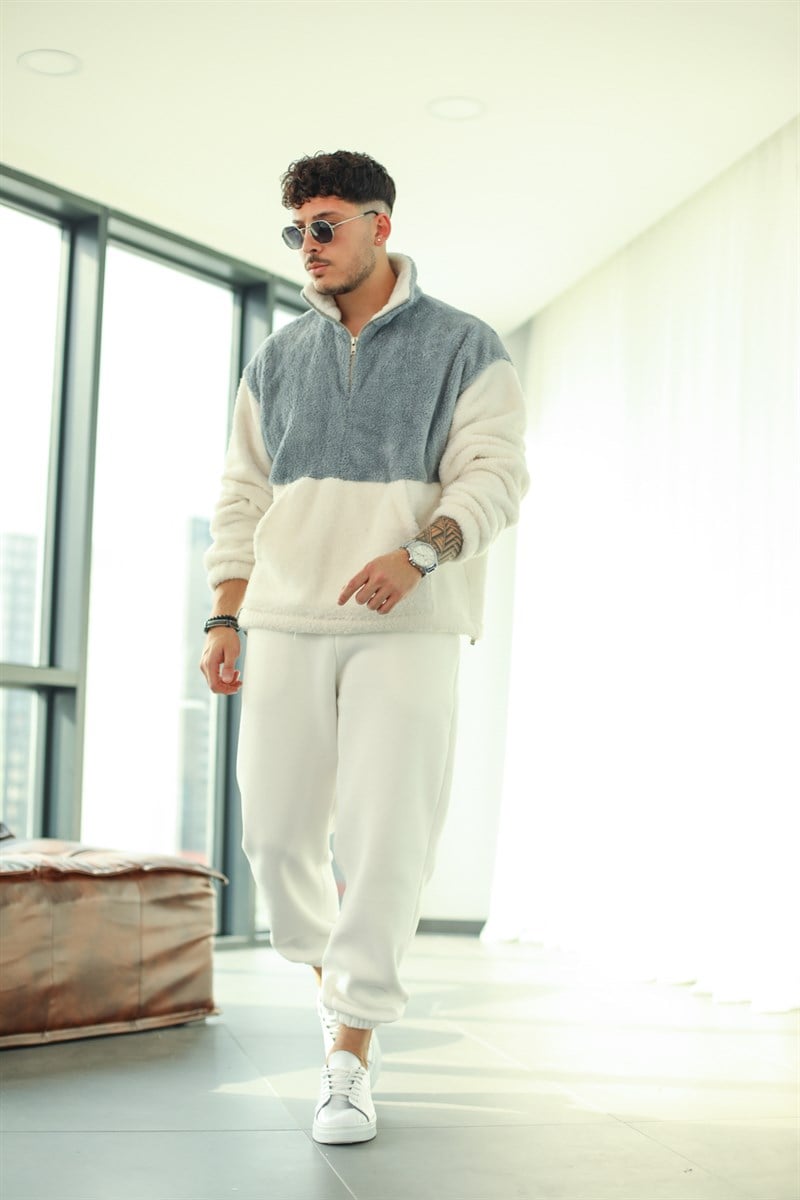 Fermuarlı Peluş Sweatshirt